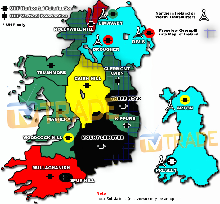 Saorview & Freeview Transmitter Map